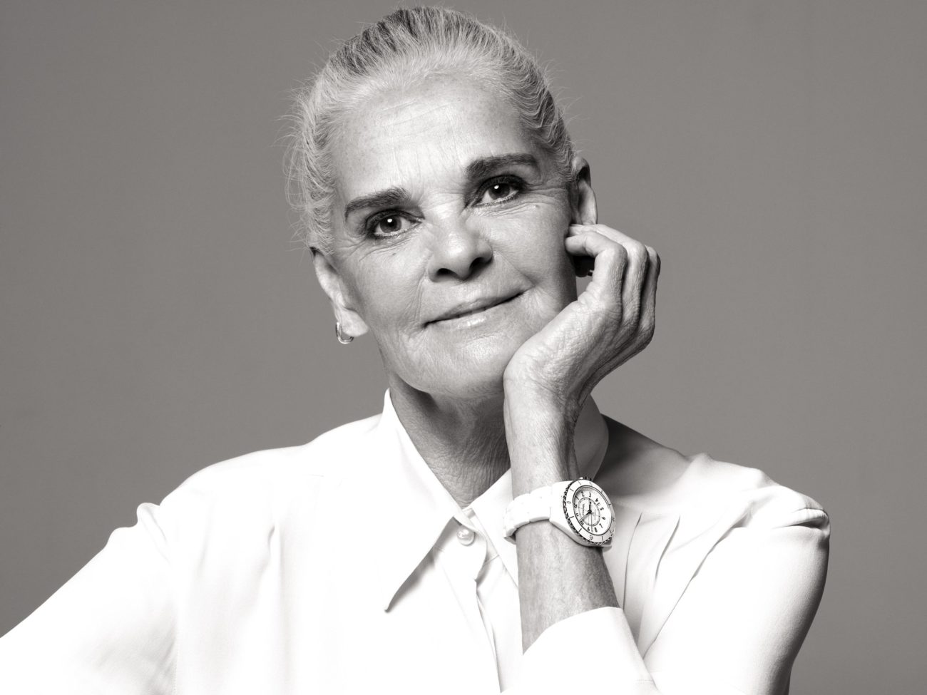 Ali MacGraw wears Chanel J12 timepiece, CHANEL Watches, Courtesy of CHANEL