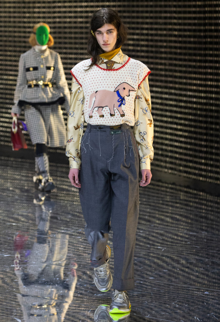 Gucci, Fall Winter 19-20 show, Milan Fashion Week, looks, Alessandro Michele, mask, visible and invisible