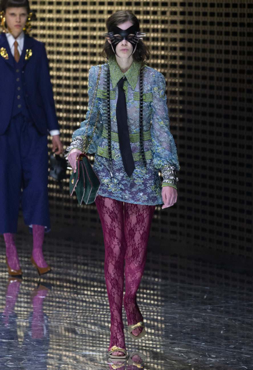 Gucci, Fall Winter 19-20 show, Milan Fashion Week, looks, Alessandro Michele, mask, visible and invisible