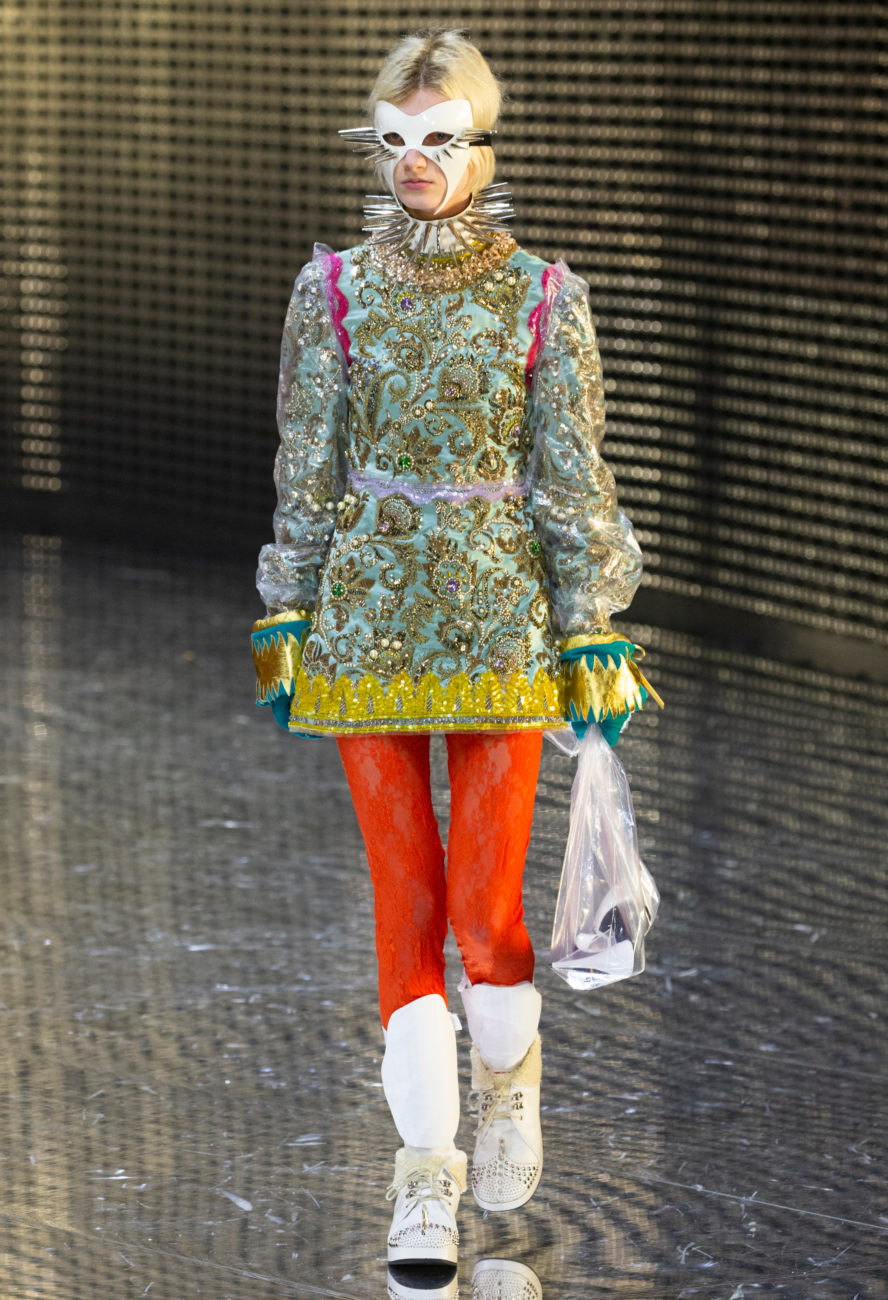 Gucci, Fall Winter 19-20 show, Milan Fashion Week, looks, Alessandro Michele, mask, visible and invisible