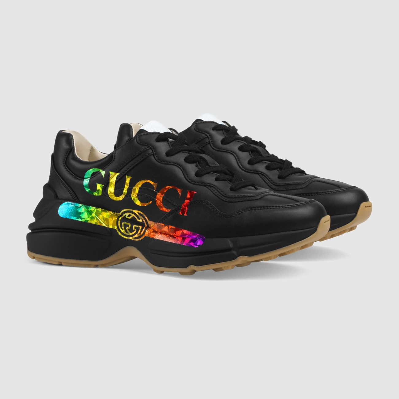 Light Rhyton leather sneakers with Gucci logo
