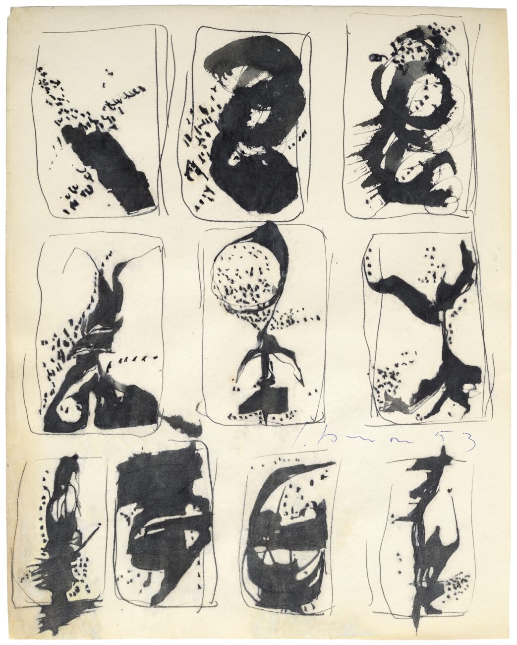 Lucio Fontana, Untitled, Ten Studies for Concetto Spaziale, 1953