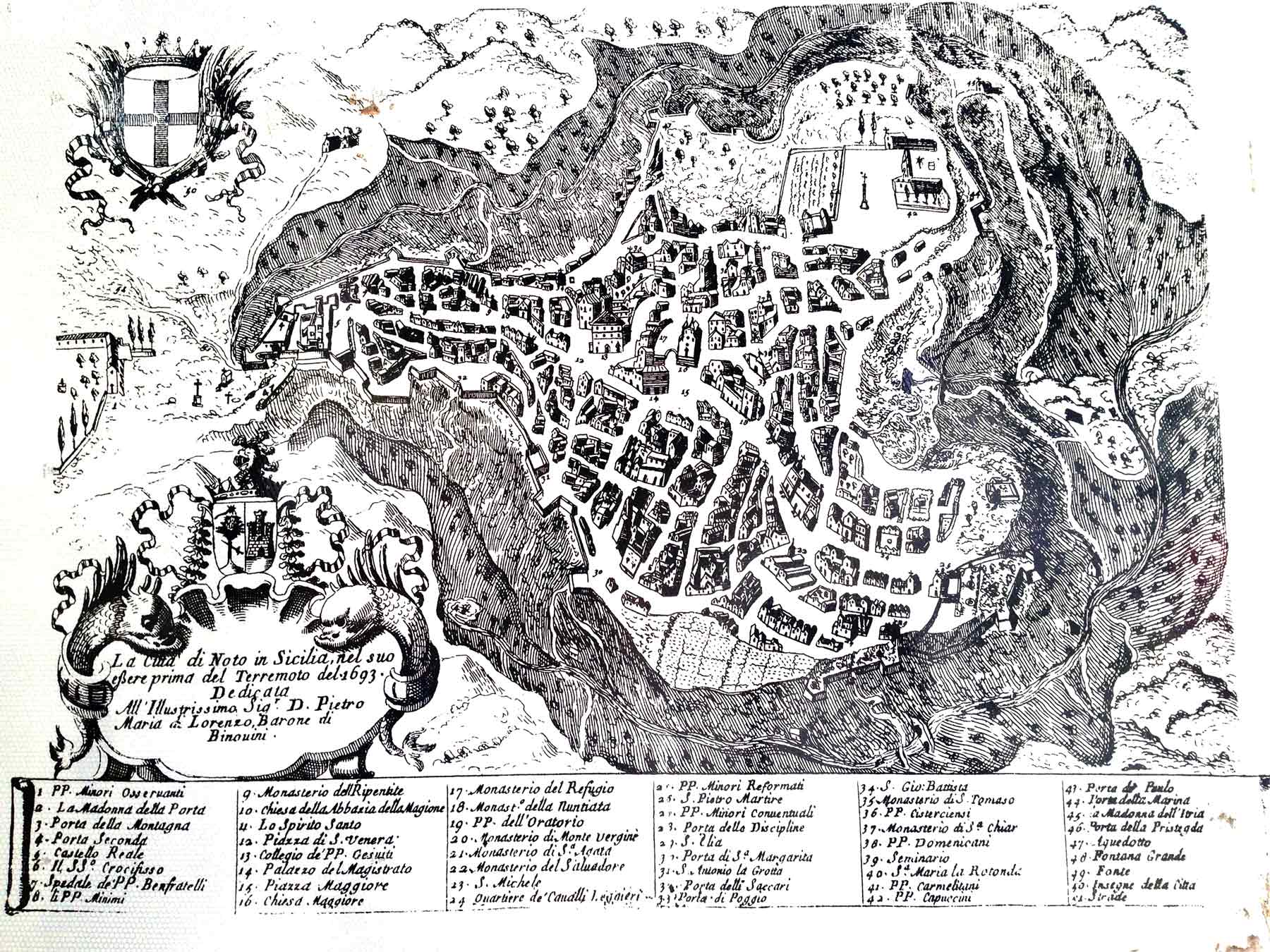 Map of Noto antica before the earthquake of 1693