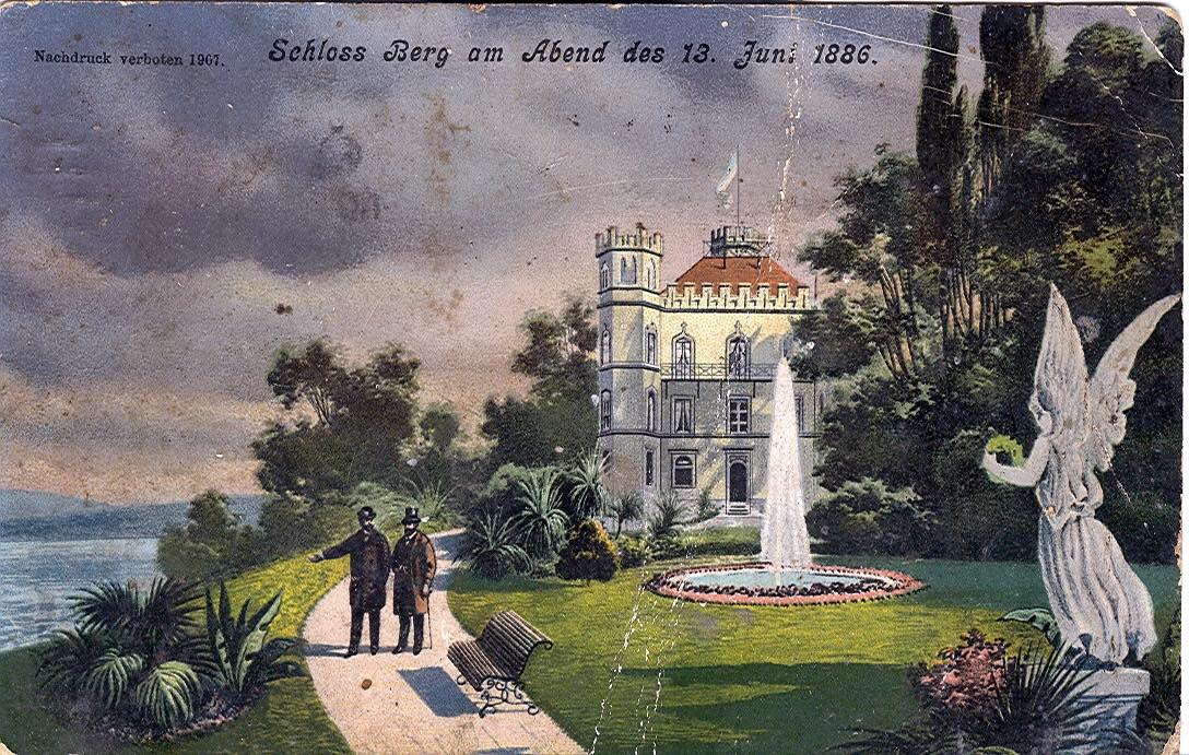 1901 postcard, King Ludwig II and Dr. von Gudden
