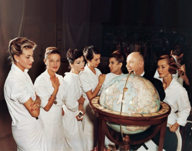 Christian Dior with models, about 1955. Photo André Gandner. ©Clémence Gandner