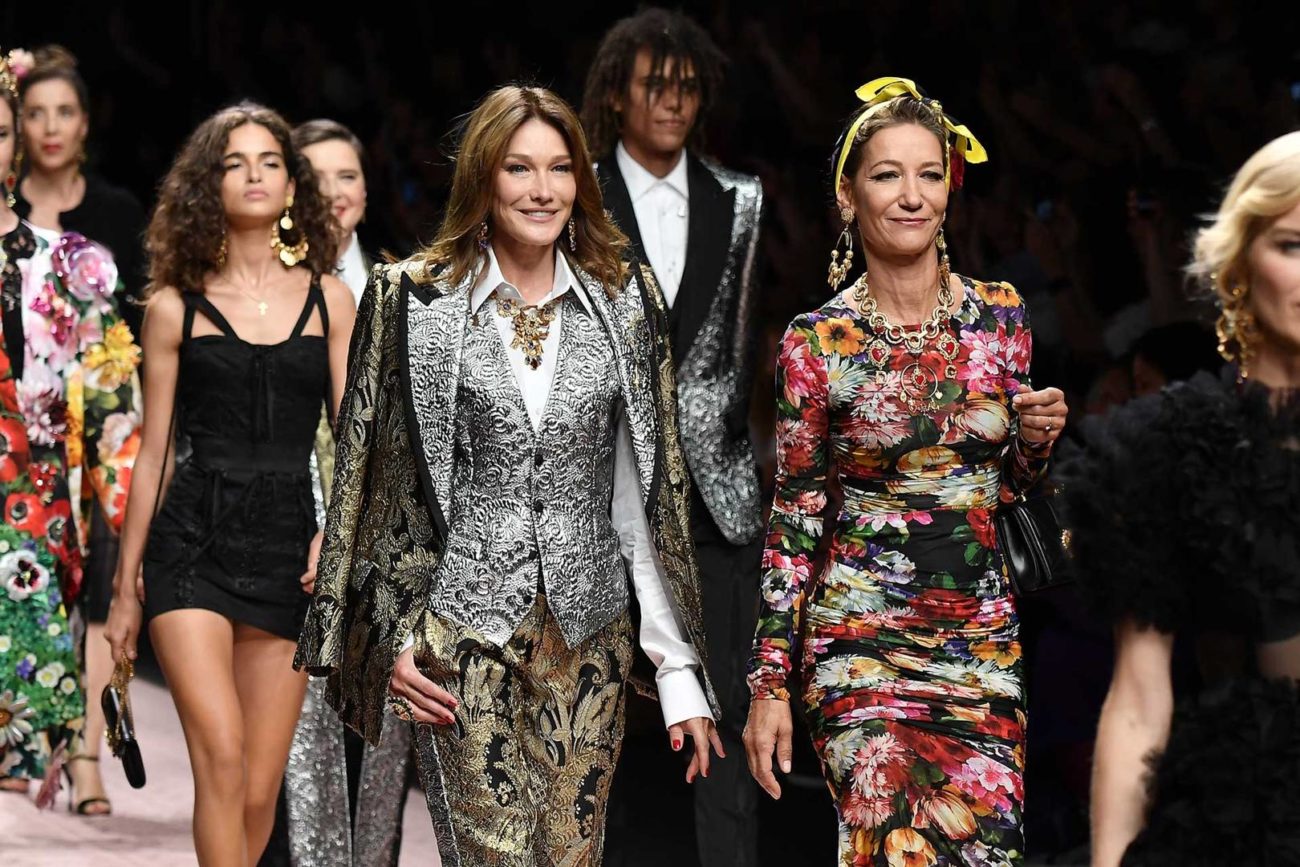 Dolce and Gabbana runway, SS 19, ready to wear, Carla Bruni, Getty Images