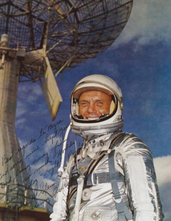 [PROJECT MERCURY]. A PAIR OF PHOTO LITHOGRAPHS SIGNED AND INSCRIBED BY JOHN GLENN AND ALAN SHEPARD TO MYRA TAUB, Courtesy of Sotheby's