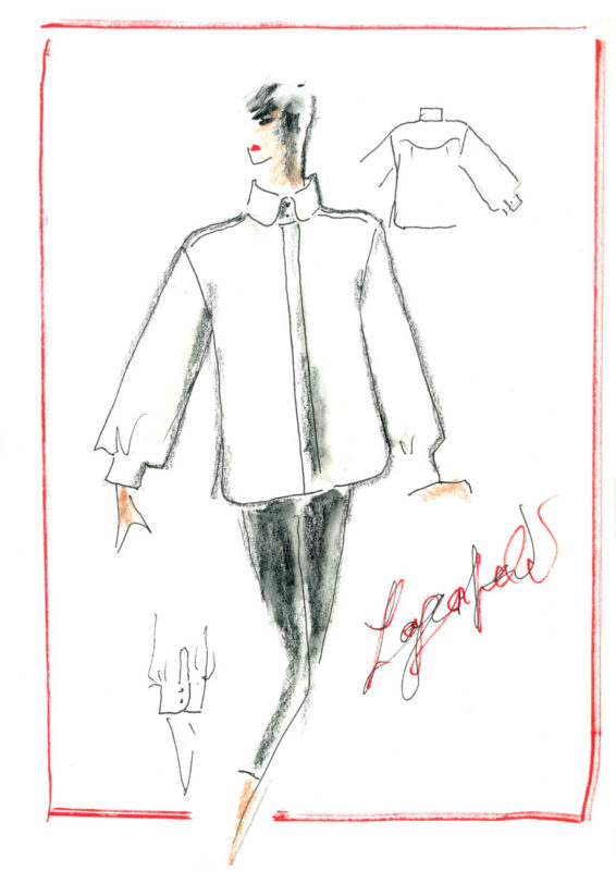 Karl Lagerfeld's white shirt sketch, Courtesy of KARL LAGERFELD