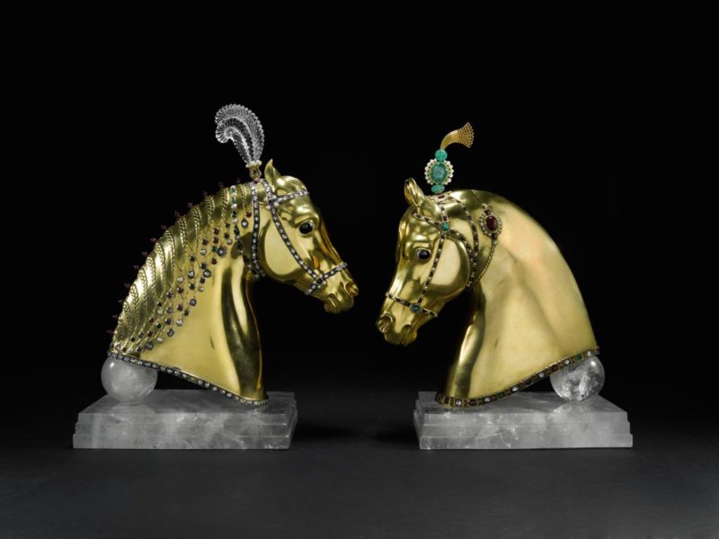 Herbert Haseltine, A pair of multi gem and gold horse heads, 1949, Courtesy of Sotheby's