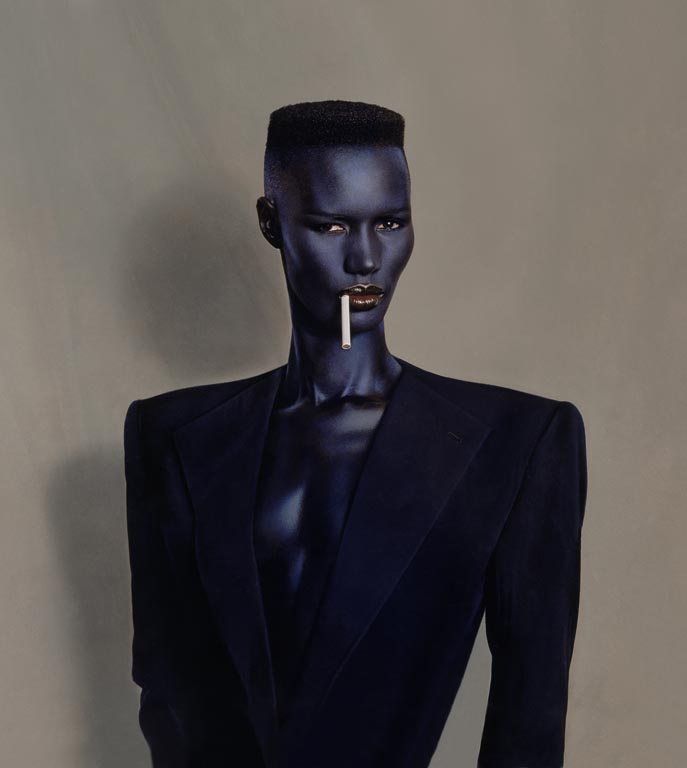 Jean-Paul Goude, Blue-black in black on brown, Painted photo, New York, 1981, Courtesy of Chanel