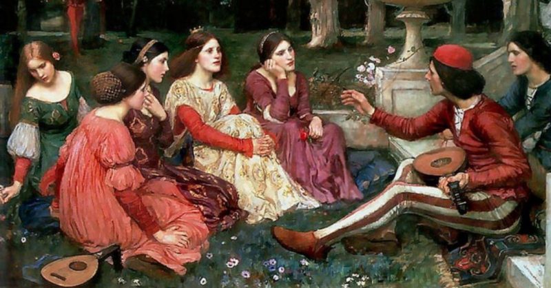 Epidemic Traditions_A painting by John William Waterhouse called The Decameron (Liverpool Museum)