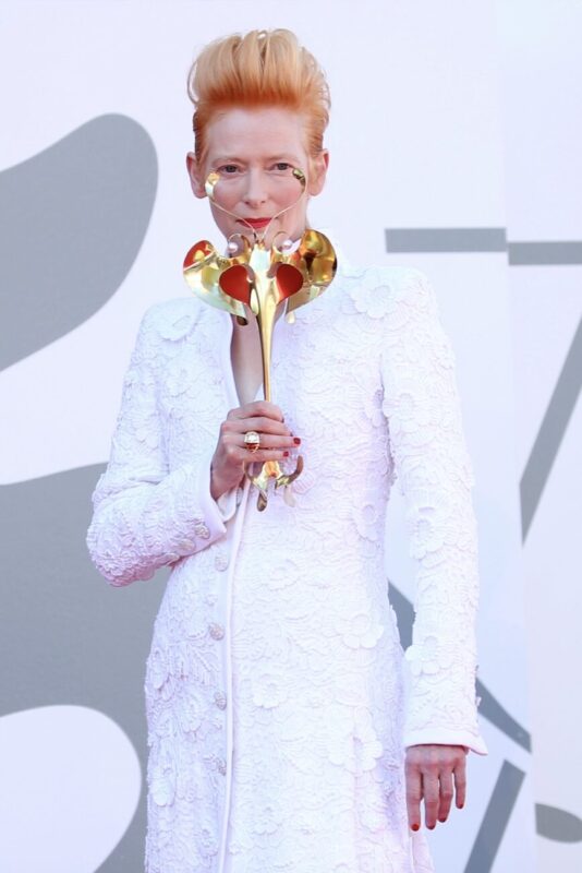 Tilda and Stacy_Venice Film Festival 2020_77 edition_premieres_Tilda Swinton_actress_Leone d'Oro prize_winner_Chanel dress