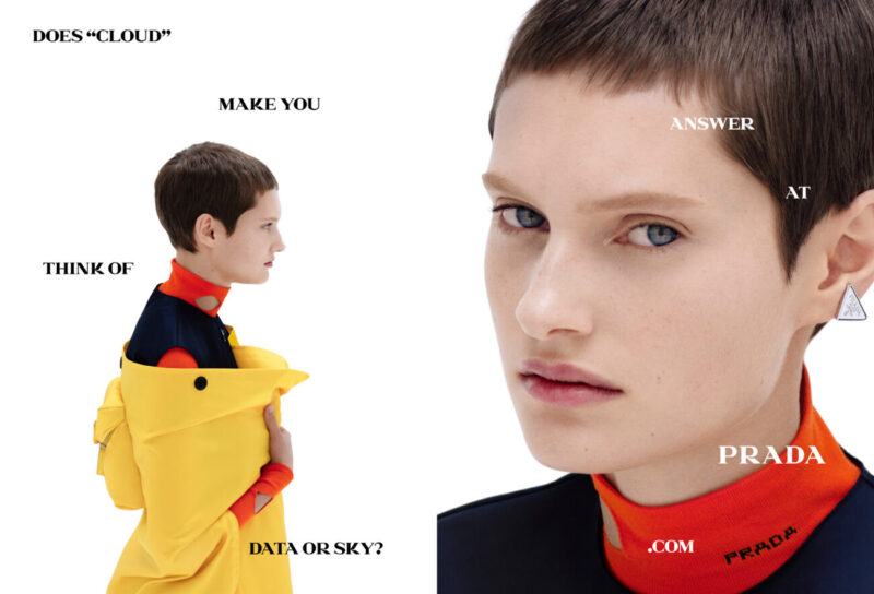 Fashion and New Dialogue_Prada Dialogues_SS21 adv campaign_technology_machine_audience_Miuccia Prada_Raf Simons