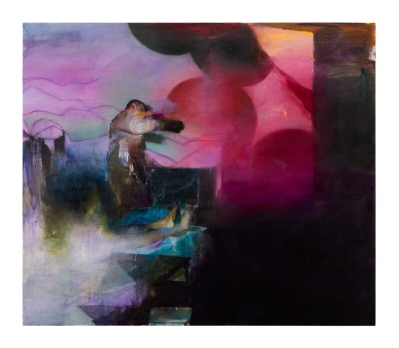 Justin Mortimer, Kamer 4, 2020-2021, olio su tela, 190 x 220 cm. Ph. Leonardo Morfini