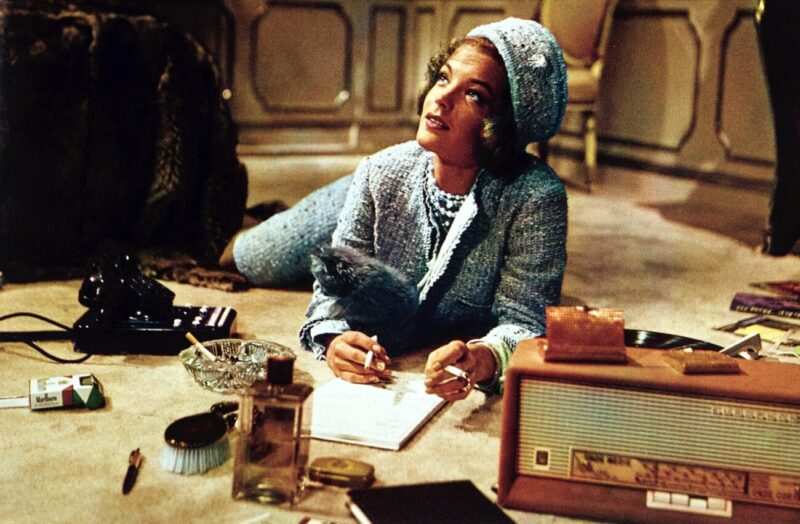 Romy Schneider wears Chanel during the film "Il Lavoro" by Luchino Visconti, 1962.