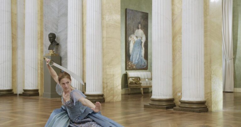 Andrea Bowers, In the Ballroom. Overcoming the Myth of Masculine Force, 2022. Video still. Courtesy of the artist and Kaufmann Repetto Milan / New York