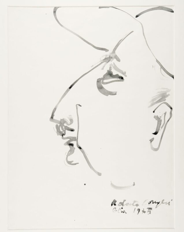 Pier Paolo Pasolini, Portrait of Roberto Longhi, 1975. Brush and ink on paper. Gabinetto Scientifico Letterario G.P. Vieusseux, Florence ©.
