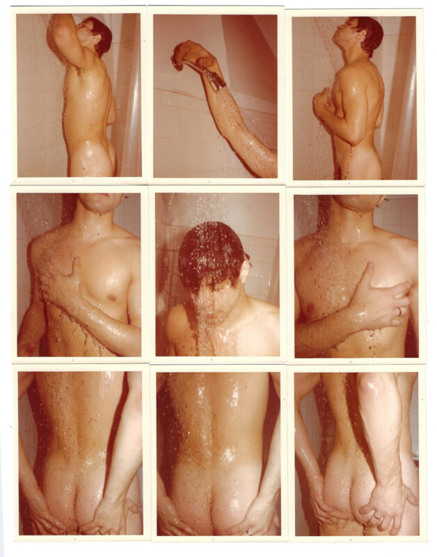 ANTONIO LOPEZ / JUAN RAMOS, Men in Shower Series, Anonymous, Paris, 1974. 9 Kodak Instamatic photographs. 3.5 x 4.5” each.