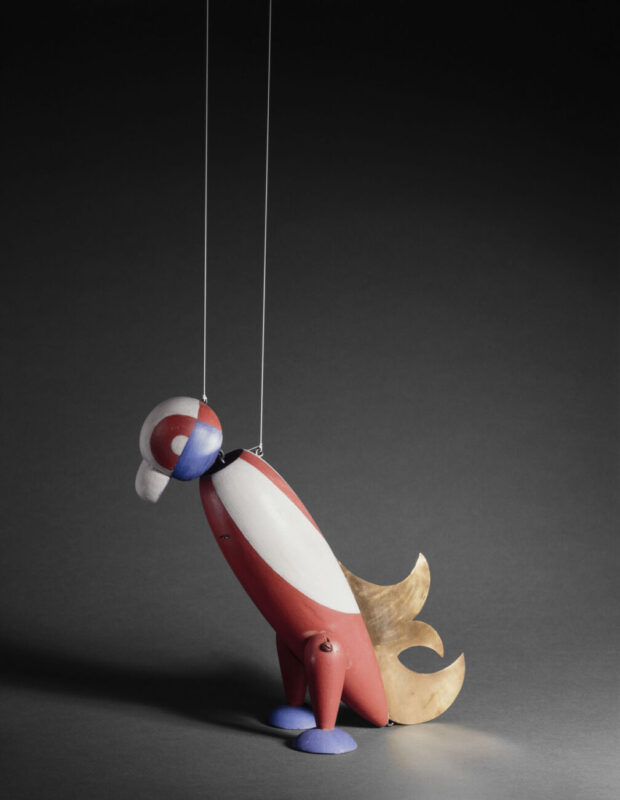 Sophie Taeuber-Arp, conception and execution of Parrot 1918 (1993 reproduction). Marionette for "The Deer King" Turned and painted wood. brass plate Zurich University of the Arts / Zurich Museum of Design / Collection of Applied Arts.