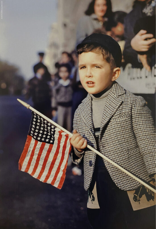 Ruth Orkin, Boy with flag, 1949. © RUTH ORKIN, by SIAE 2023.