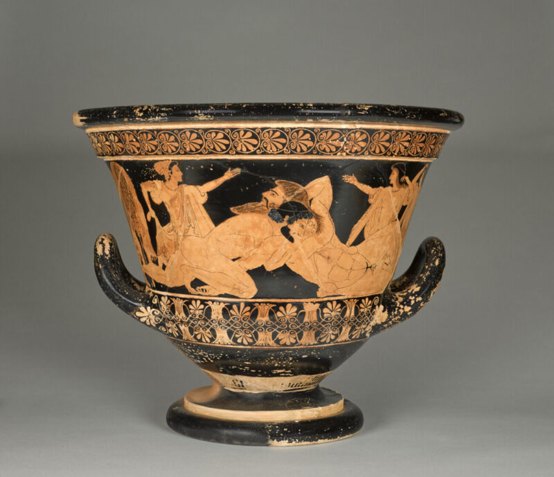 Euphronios, cratère d'Antée, 4e quart VIe s. av. J.-C, Musée du Louvre, Département des Antiquités grecques, étrusques et romaines